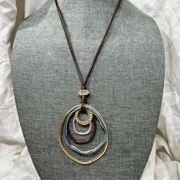 Fashion Jewelry BoHo Style Geometric Circles Plated in Gold, Silver, Blue & Brn. - Picture 3 of 11